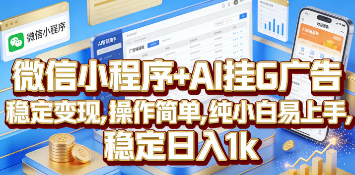 微信小程序+AI挂G广告,稳定变现,操作简单,纯小白易上手,稳定日入1k【揭秘】-星辰网创 - 网创副业项目资源站
