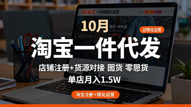 淘宝一件代发精细化运营-10月:店铺注册+货源对接+零囤货,单店月入1.5w-星辰网创 - 网创副业项目资源站