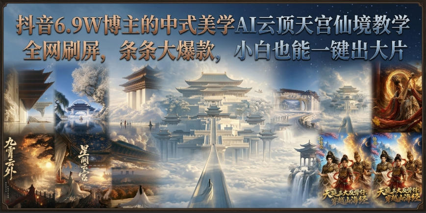 抖音6.9W博主的中式美学AI云顶天宫仙境教学,全网刷屏,条条大爆款,小白也能一键出大片-星辰网创 - 网创副业项目资源站
