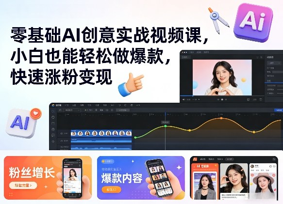 零基础AI创意实战视频课,小白也能轻松做爆款,快速涨粉变现-星辰网创 - 网创副业项目资源站