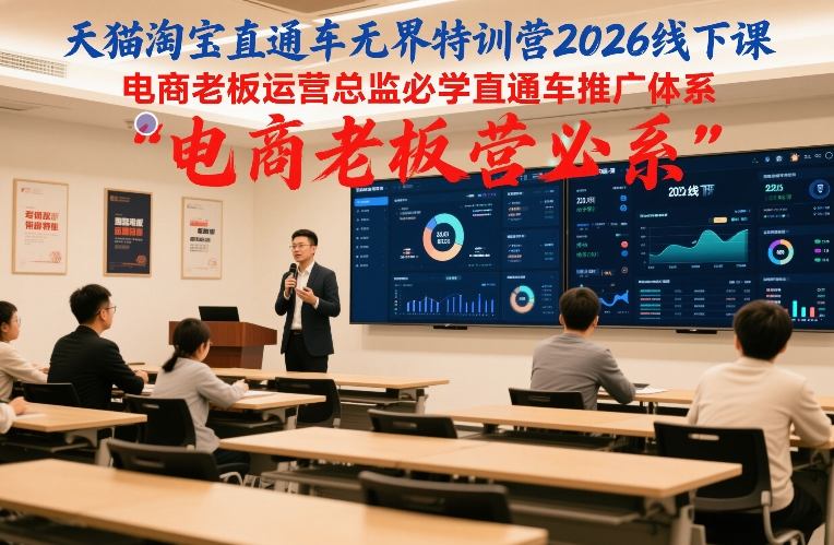 天猫淘宝直通车无界特训营2026线下课,电商老板运营总监必学直通车推广体系