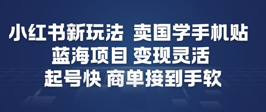 小红书新玩法，卖国学手机贴，蓝海项目，变现灵活，起号快，商单接到手软 - 星辰网创 - 网创副业项目资源站-星辰网创 - 网创副业项目资源站
