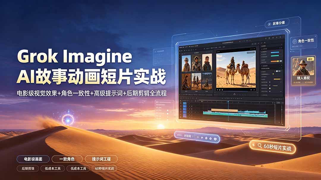 (19305期)Grok Imagine AI故事动画短片实战:电影级视觉效果+角色一致性+高级提示词+后期剪辑全流程-星辰网创 - 网创副业项目资源站