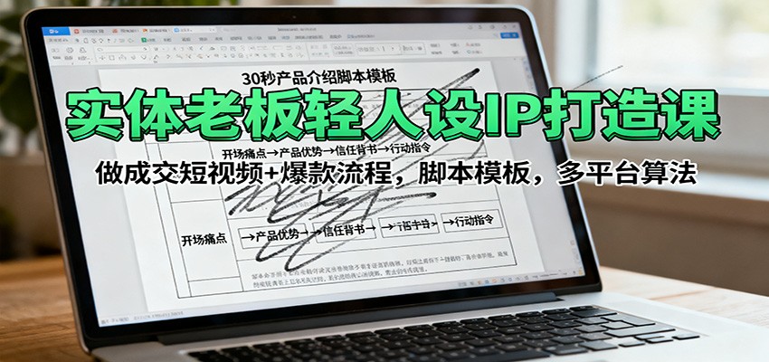 实体老板轻人设IP打造课：做成交短视频+爆款流程，脚本模板，多平台算法 - 星辰网创 - 网创副业项目资源站-星辰网创 - 网创副业项目资源站