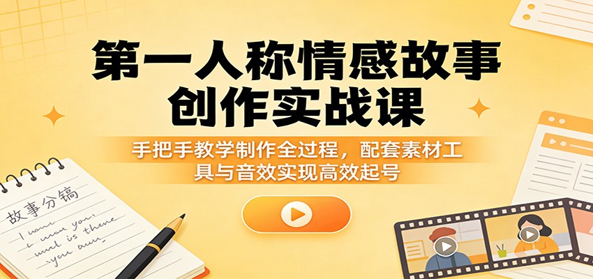 第一人称情感故事创作实战课：手把手教学制作全过程，配套素材工具与音效实现高效起号 - 星辰网创 - 网创副业项目资源站-星辰网创 - 网创副业项目资源站