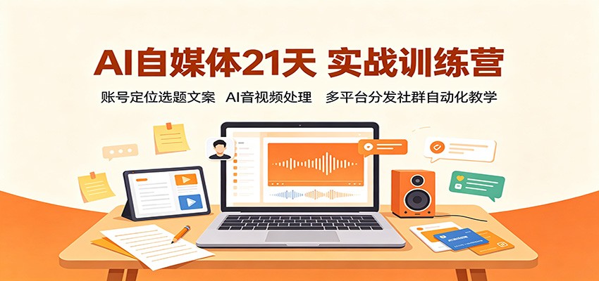 AI自媒体21天实战训练营:账号定位选题文案,AI音视频处理,多平台分发社群自动化教学-星辰网创 - 网创副业项目资源站