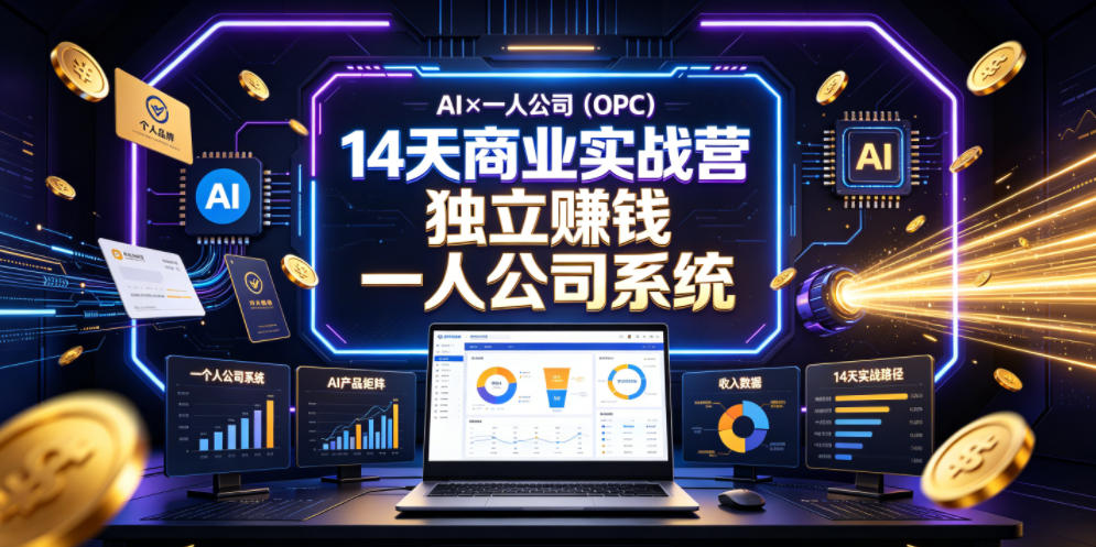 AI×一人公司（OPC）14天商业实战营，用AI帮你搭建一个属于你自己的、能独立賺钱的一人公司系统-星辰网创 - 网创副业项目资源站