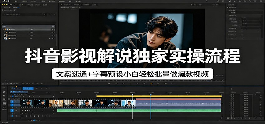 抖音影视解说独家实操流程，文案速通+字幕预设小白轻松批量做爆款视频 - 星辰网创 - 网创副业项目资源站-星辰网创 - 网创副业项目资源站