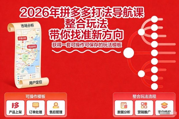 2026年拼多多打法导航课,整合玩法,带你找准新方向,获得一套可操作可保存的玩法模板-星辰网创 - 网创副业项目资源站