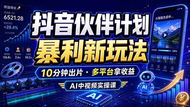 (18869期)抖音伙伴计划最新玩法,无需配音剪辑,10分钟出一条原创视频,轻松日入三位数-星辰网创 - 网创副业项目资源站
