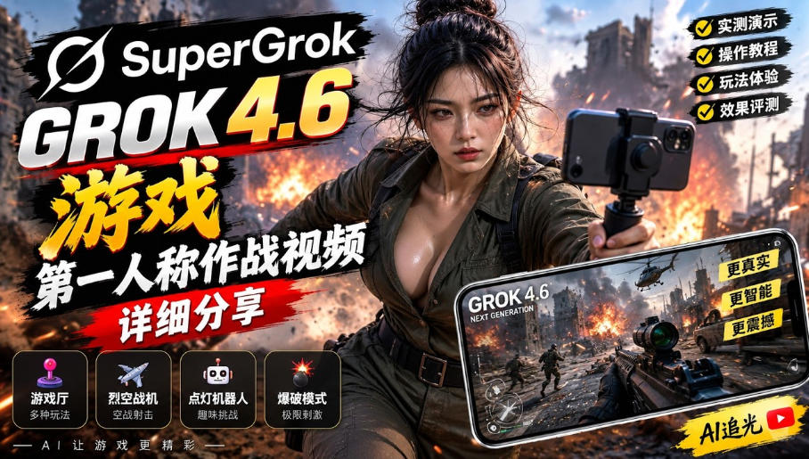 Grok 4.6也能做游戏？第一人称作战视频实测｜玩法详细讲解-星辰网创 - 网创副业项目资源站