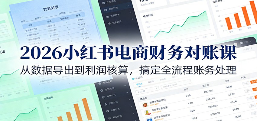 2026小红书电商财务对账课：从数据导出到利润核算，搞定全流程账务处理 - 星辰网创 - 网创副业项目资源站-星辰网创 - 网创副业项目资源站