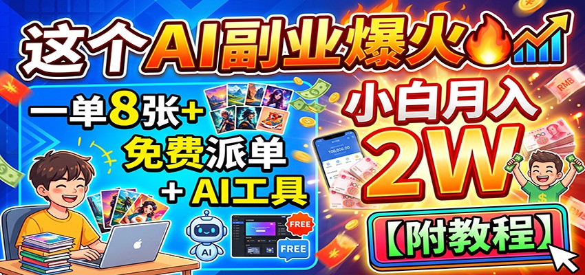 这个AI副业爆火!一单8张+,免费派单+AI工具,小白月入2W【附教程】-星辰网创 - 网创副业项目资源站