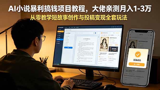 （18913期）AI小说暴利搞钱项目教程-更新，大佬亲测月入1-3万，从零教学短故事创作与投稿变现全套玩法-星辰网创 - 网创副业项目资源站