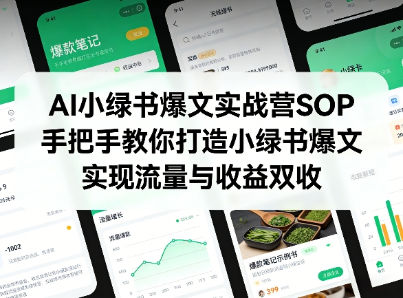 AI小绿书爆文实战营SOP，手把手教你打造小绿书爆文，实现流量与收益双收 - 星辰网创 - 网创副业项目资源站-星辰网创 - 网创副业项目资源站