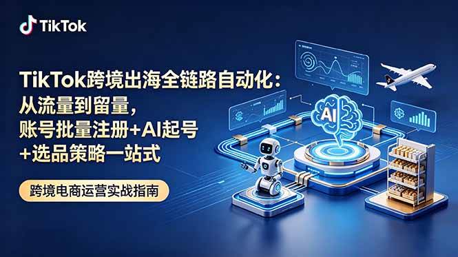(18907期)TikTok跨境出海全链路自动化:从流量到留量,账号批量注册+AI起号+选品策略一站式-星辰网创 - 网创副业项目资源站