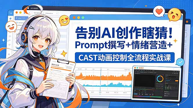 告别AI创作瞎猜!Prompt撰写+情绪营造+CAST动画控制全流程实战课-星辰网创 - 网创副业项目资源站