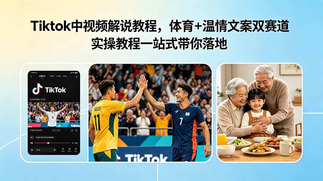 (18910期)Tiktok中视频解说教程,体育+温情文案双赛道实操教程一站式带你落地-星辰网创 - 网创副业项目资源站