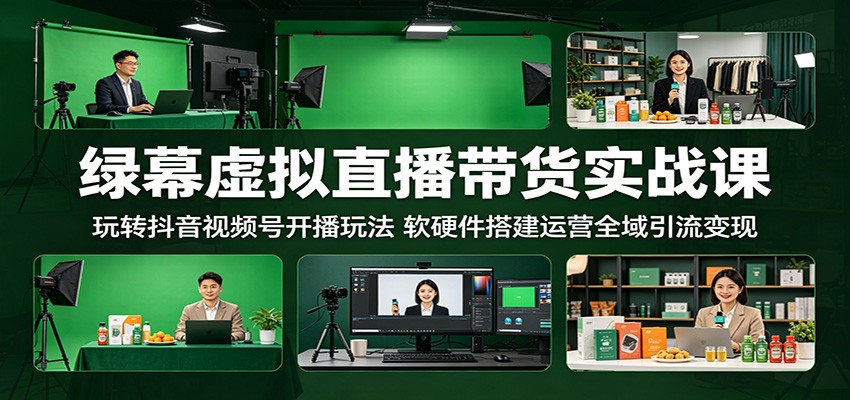 绿幕虚拟直播带货实战课:玩转抖音视频号开播玩法,软硬件搭建运营全域引流变现-星辰网创 - 网创副业项目资源站