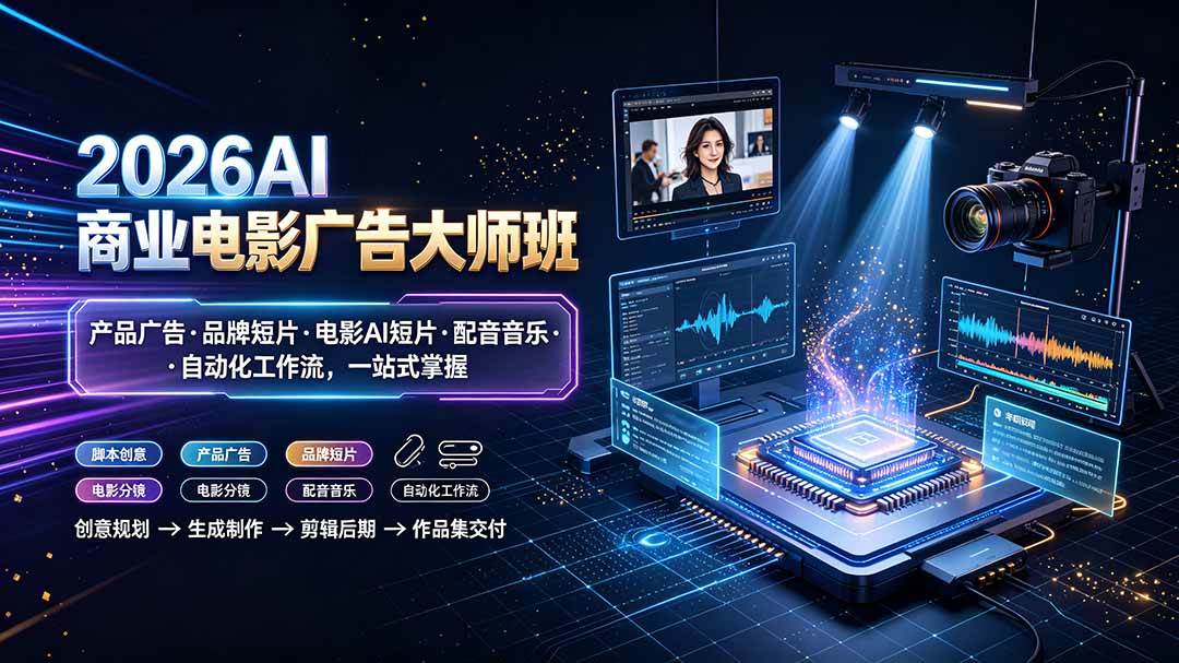 (19303期)2026AI商业电影广告大师班:产品广告·品牌短片·电影AI短片·配音音乐·自动化工作流,一站式掌握-星辰网创 - 网创副业项目资源站