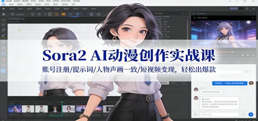 Sora2 AI动漫创作实战课：账号注册/提示词/人物声画一致/短视频变现，轻松出爆款 - 星辰网创 - 网创副业项目资源站-星辰网创 - 网创副业项目资源站