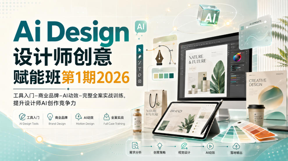 Ai Design设计师创意赋能班第1期2026|工具入门‑商业品牌‑AI动效‑完整全案实战训练,提升设计师AI创作竞争力-星辰网创 - 网创副业项目资源站