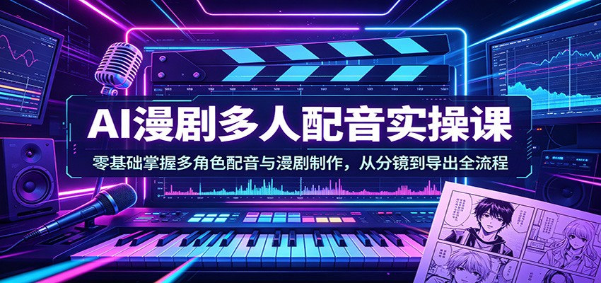AI漫剧多人配音实操课：零基础掌握多角色配音与漫剧制作，从分镜到导出全流程 - 星辰网创 - 网创副业项目资源站-星辰网创 - 网创副业项目资源站