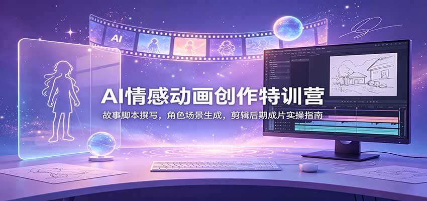 AI情感动画创作特训营:故事脚本撰写,角色场景生成,剪辑后期成片实操指南-星辰网创 - 网创副业项目资源站