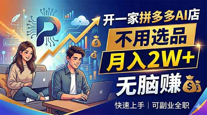 (18520期)开一家拼多多AI店,不用选品,月入2W+,无脑赚,可副业全职-星辰网创 - 网创副业项目资源站