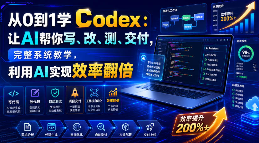 从0到1学Codex:让AI帮你写、改、测、交付,完整系统教学,利用AI实现效率翻倍(更新0918)-星辰网创 - 网创副业项目资源站