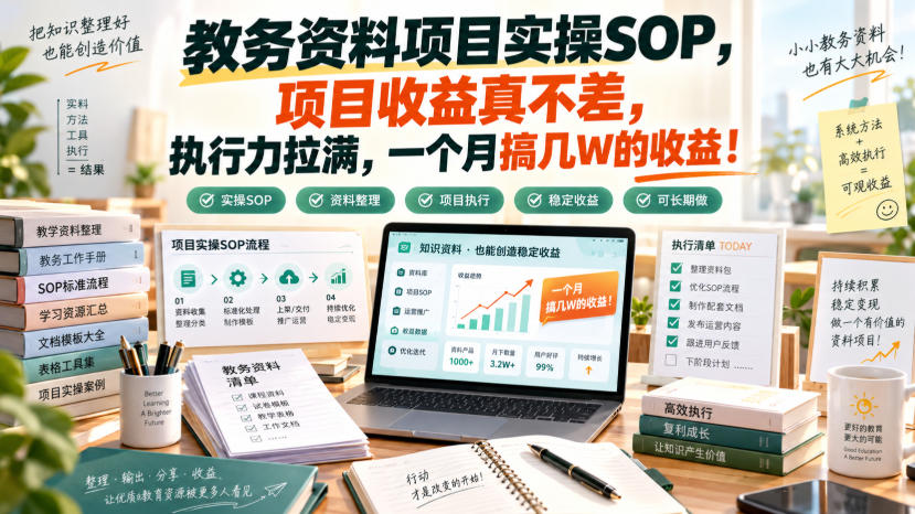 教务资料项目实操SOP,项目收益真不差,执行力拉满,一个月搞几W的收益-星辰网创 - 网创副业项目资源站