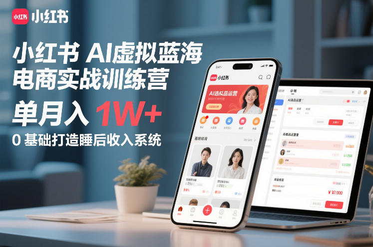 小红书AI虚拟蓝海电商实战训练营,单月入1W+,0基础打造睡后收入系统-星辰网创 - 网创副业项目资源站