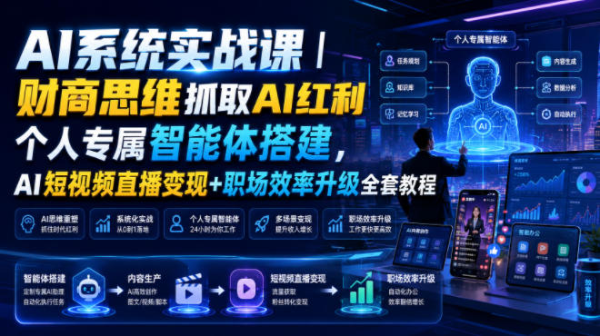 AI系统实战课｜财商思维抓取AI红利｜个人专属智能体搭建，AI短视频直播变现+职场效率升级全套教程 - 星辰网创 - 网创副业项目资源站-星辰网创 - 网创副业项目资源站