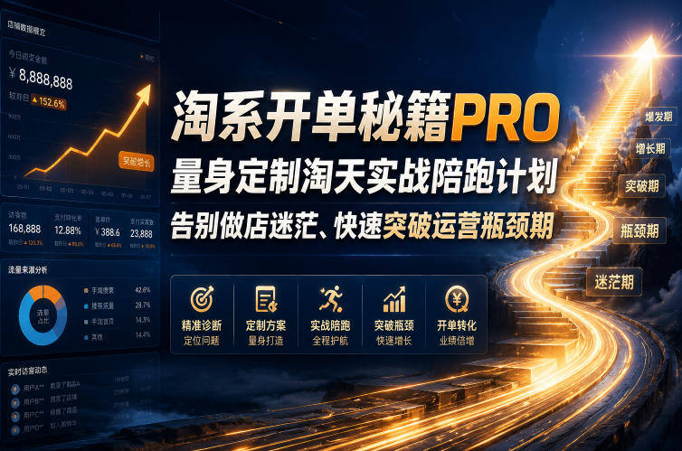 淘系开单秘籍PRO,量身定制淘天实战陪跑计划,告别做店迷茫、快速突破运营瓶颈期(2026年6月11)-星辰网创 - 网创副业项目资源站