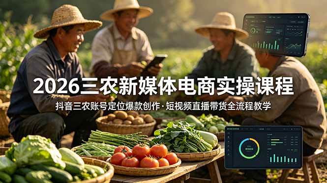 （18991期）2026三农新媒体电商实操课程：抖音三农账号定位爆款创作，短视频直播带货全流程教学 - 星辰网创 - 网创副业项目资源站-星辰网创 - 网创副业项目资源站