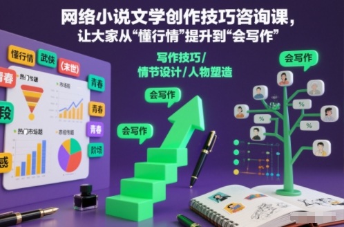 网络小说文学创作技巧咨询课,让大家从“懂行情”提升到”会写作”的高度