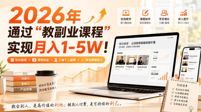(20252期)2026年通过“教副业课程”实现月入1-5W!毫无保留的全部教给你-星辰网创 - 网创副业项目资源站