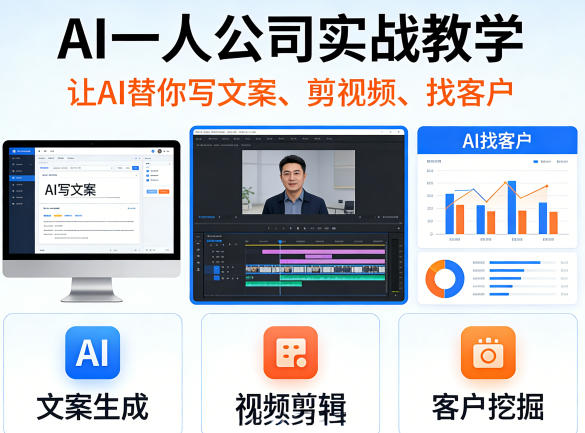 AI一人公司实战教学,让AI替你写文案、剪视频、找客户(更新0411)