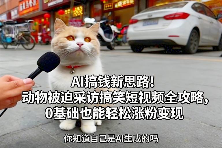 AI搞钱新思路!动物被迫采访搞笑短视频全攻略,0基础也能轻松涨粉变现