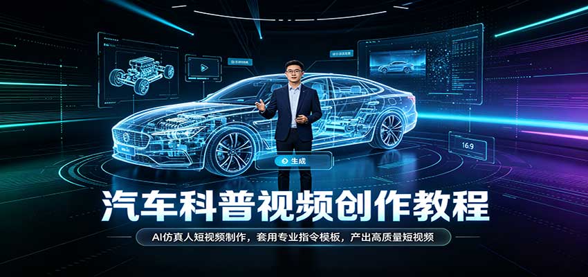 汽车科普视频创作教程:AI仿真人短视频制作,套用专业指令模板,产出高质量短视频-星辰网创 - 网创副业项目资源站
