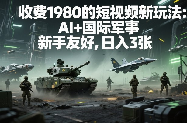 外面收费1980的短视频新玩法:AI+国际军事,新手友好,日入3张+【附详细教程】-星辰网创 - 网创副业项目资源站
