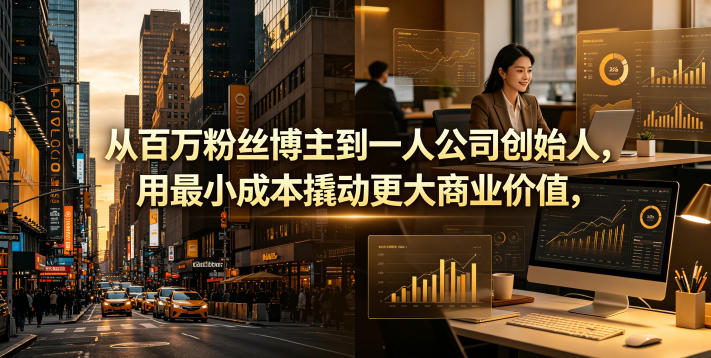 从百万粉丝博主到一人公司创始人,用最小成本撬动更大商业价值-星辰网创 - 网创副业项目资源站