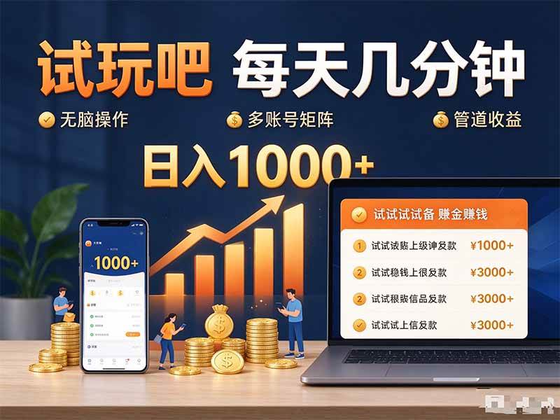 (20540期)试玩吧每天几分钟日入1000+无脑操作,可矩阵并附有管道收益-星辰网创 - 网创副业项目资源站