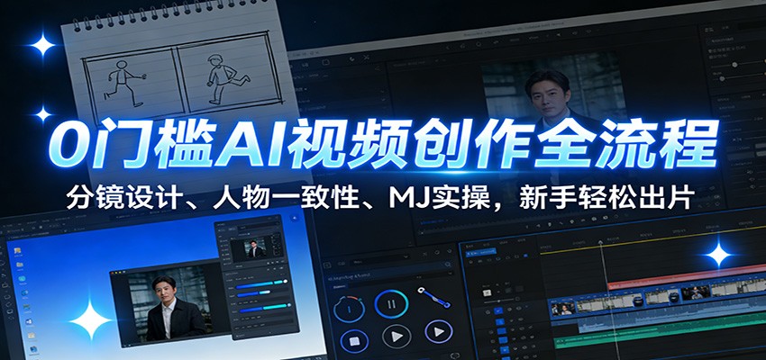 0门槛AI视频创作全流程：分镜设计、人物一致性、MJ实操，新手轻松出片 - 星辰网创 - 网创副业项目资源站-星辰网创 - 网创副业项目资源站
