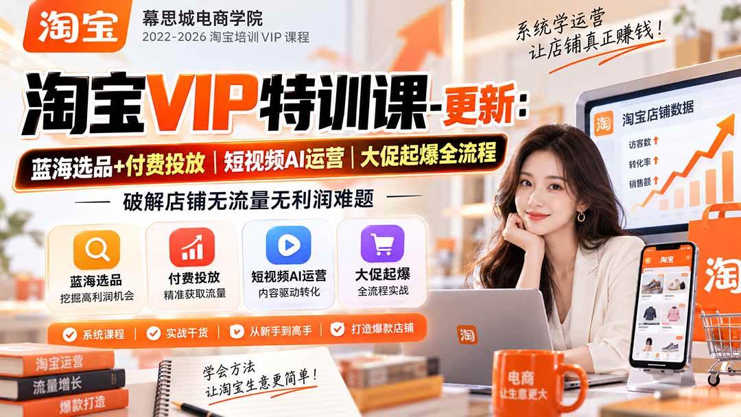 （20522期）淘宝VIP特训课-更新0917：蓝海选品+付费投放｜短视频AI运营｜大促起爆全流程，破解店铺无流量无利润难题-星辰网创 - 网创副业项目资源站