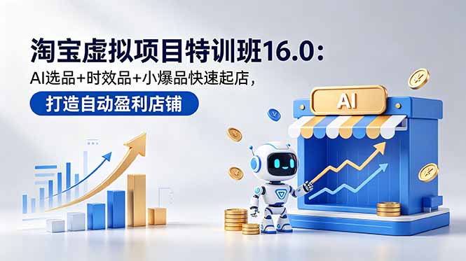 淘宝虚拟项目特训班16.0:AI选品+时效品+小爆品快速起店,打造自动盈利店铺-星辰网创 - 网创副业项目资源站