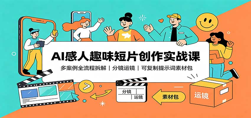 AI感人趣味短片创作实战课:多案例全流程拆解,分镜运镜,可复制提示词素材包-星辰网创 - 网创副业项目资源站