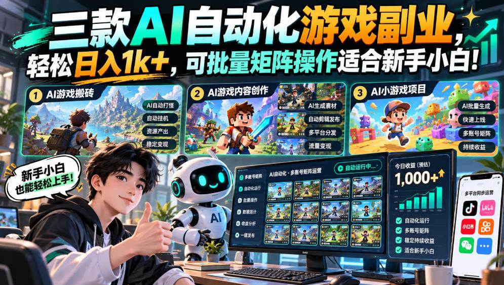 （20699期）三款长期稳定AI自动化游戏，日入千元，毫无保留的全部教给你！-星辰网创 - 网创副业项目资源站