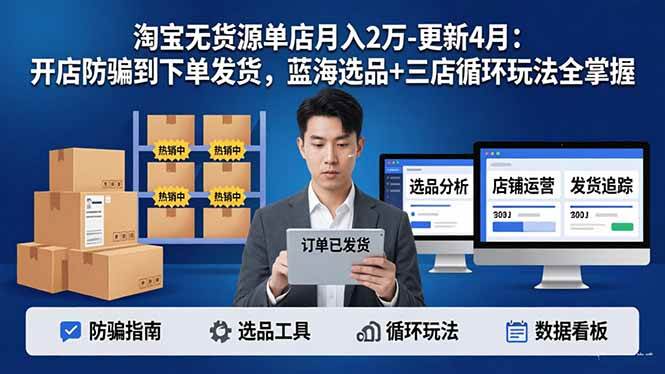 （18188期）淘宝无货源5.0单店月入2万-更新4月：开店防骗到下单发货，蓝海选品+三店循环玩法全掌握 - 星辰网创 - 网创副业项目资源站-星辰网创 - 网创副业项目资源站