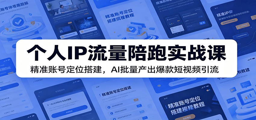个人IP流量陪跑实战课：精准账号定位搭建，AI批量产出爆款短视频引流-星辰网创 - 网创副业项目资源站